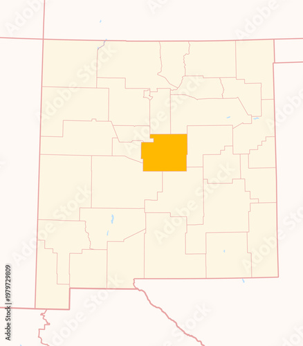 Map of the County Torrance (New Mexico, US) showing the Federal State with the highlighted County
