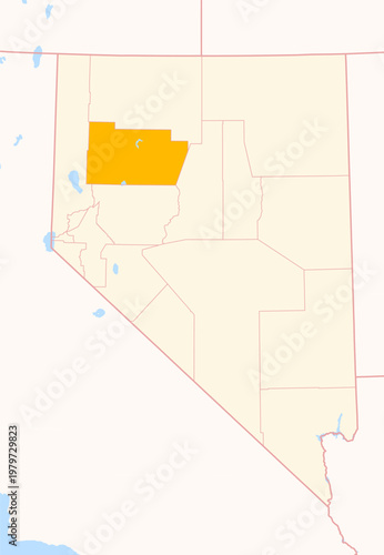 Map of the County Pershing (Nevada, US) showing the Federal State with the highlighted County