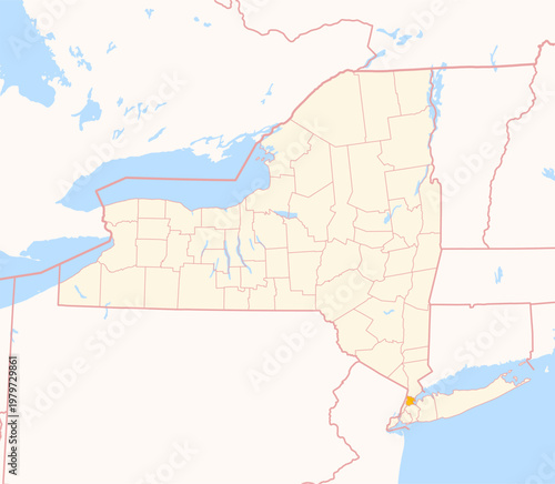 Map of the County Bronx (New York, US) showing the Federal State with the highlighted County
