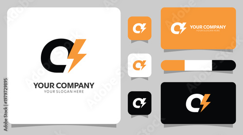 A collection of business logo designs with lightning bolt symbols