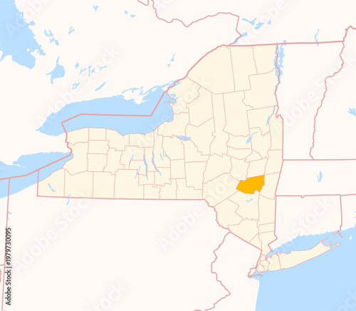 Map of the County Greene (New York, US) showing the Federal State with the highlighted County