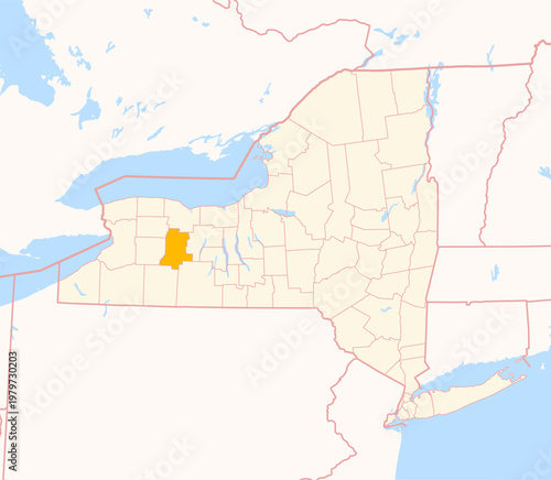 Map of the County Livingston (New York, US) showing the Federal State with the highlighted County