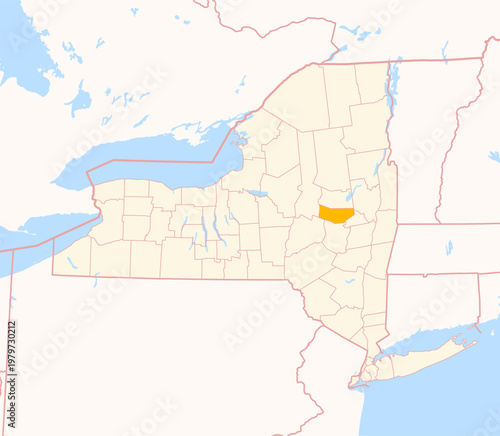 Map of the County Montgomery (New York, US) showing the Federal State with the highlighted County