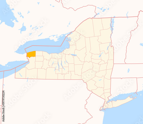 Map of the County Niagara (New York, US) showing the Federal State with the highlighted County