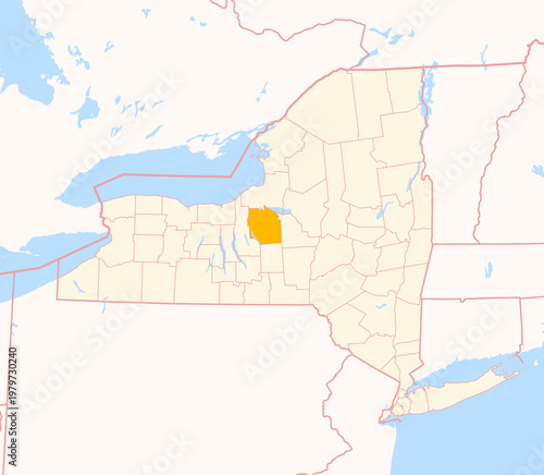 Map of the County Onondaga (New York, US) showing the Federal State with the highlighted County