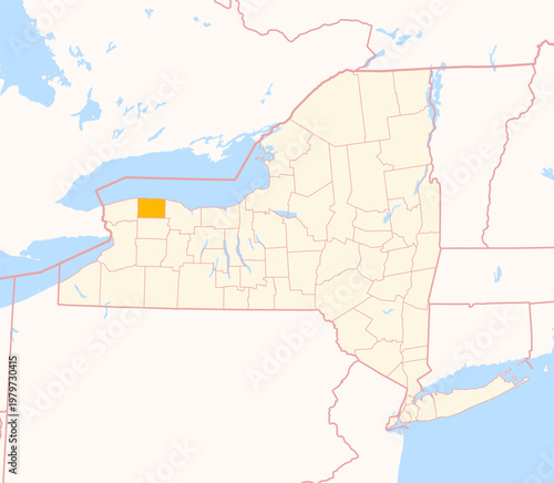 Map of the County Orleans (New York, US) showing the Federal State with the highlighted County
