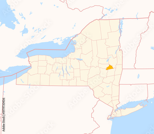 Map of the County Schenectady (New York, US) showing the Federal State with the highlighted County