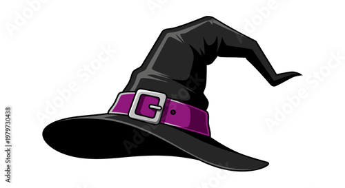 Black Witch Hat with Purple Belt.