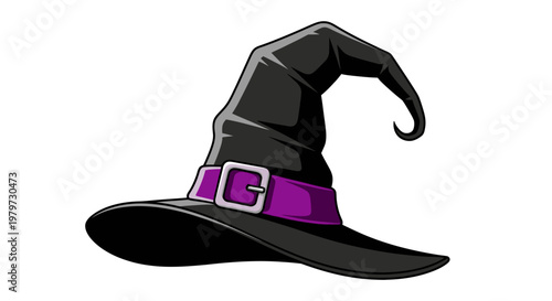 Black Witch Hat with Purple Belt.