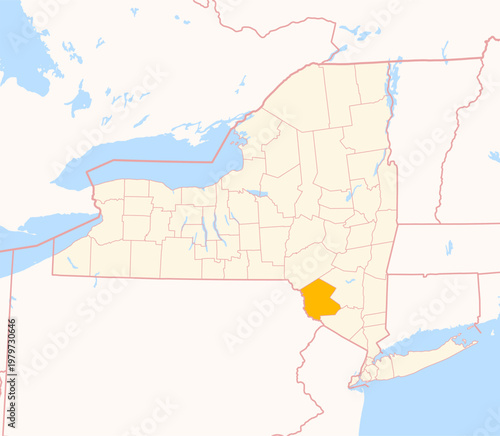 Map of the County Sullivan (New York, US) showing the Federal State with the highlighted County