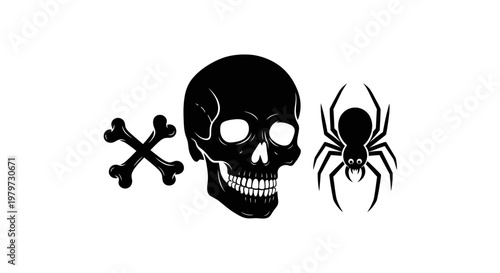 Black skull and bones symbol.