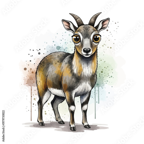 Colorful illustration of a pronghorn antelope 1.