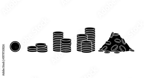 Savings Growth Vector Icons – Coin Stack Progression & Wealth Increase