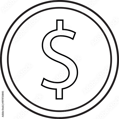 Dollar Symbol Line Icon Editable Stroke Finance Vector