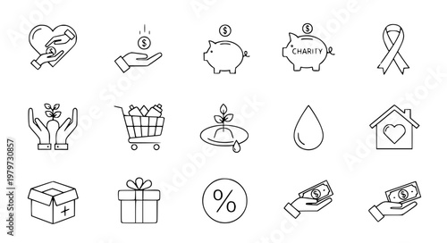 Minimal Donation UI Vector Icons – Clean Charity Icons for Apps