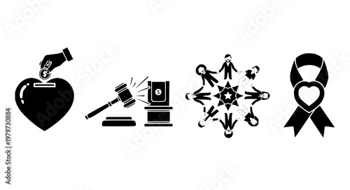 Fundraising Event Vector Icons – Charity, Auction & Community Support