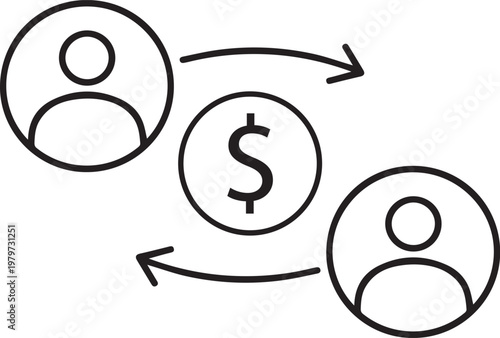 Money Transfer Line Icon Editable Stroke Vector