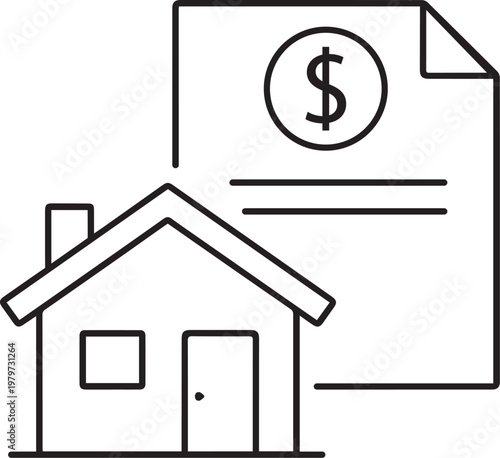 Mortgage Home Loan Line Icon Editable Stroke Vector