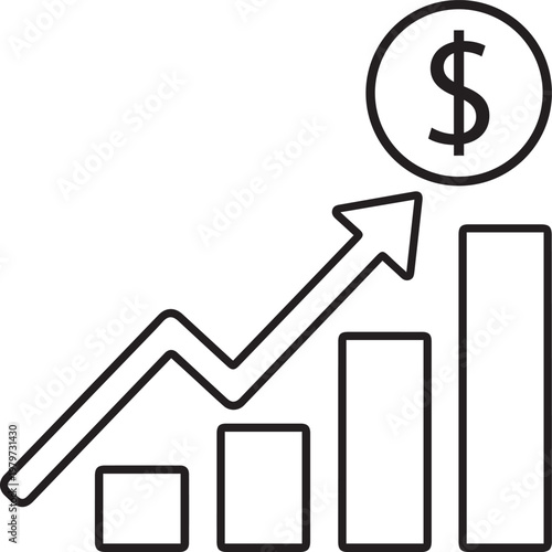 Profit Growth Line Icon Editable Stroke Vector