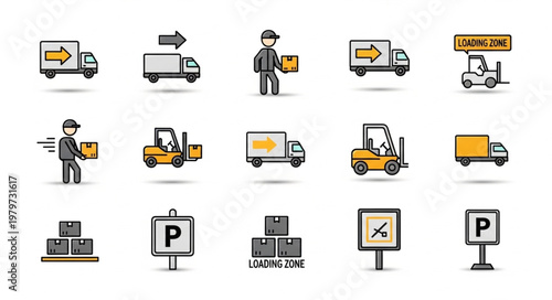 Logistics and Delivery Icons Set.