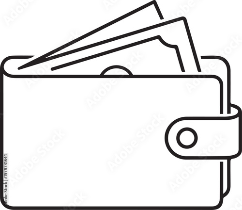 Minimalist Wallet Line Icon Editable Stroke Vector