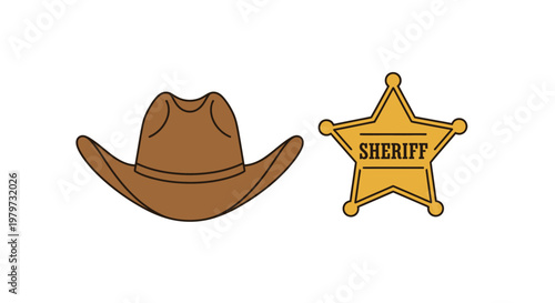 Sheriff Badge and Cowboy Hat.