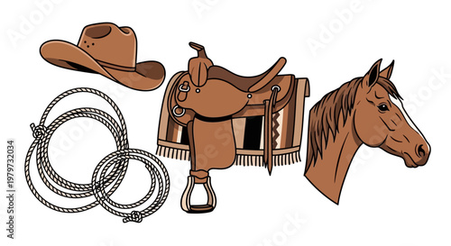 Western horse riding equipment set.