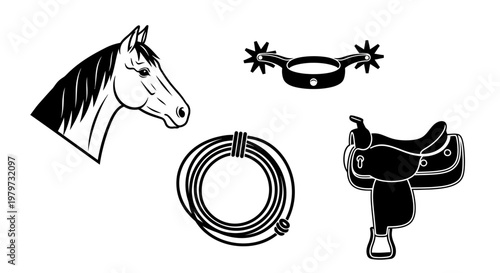 Western Horse Riding Equipment Symbols.