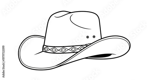 Western Style Cowboy Hat Illustration.