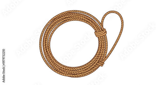 Coiled brown rope on white background.