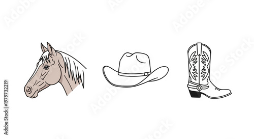 Western Cowboy Hat Boot Horse.