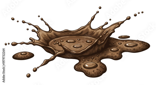 Brown Liquid Splash Droplets Falling.