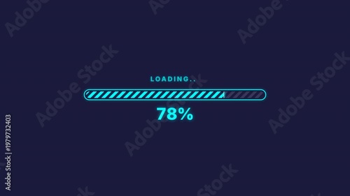 Futuristic Cyberpunk Neon Progress Bar Loading Screen 0 to 100 Percent 4K Alpha