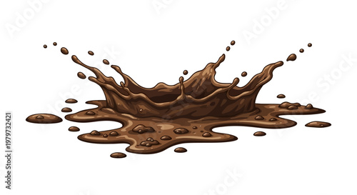 Chocolate liquid splash and droplets falling.
