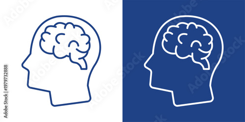 Human Mind Blue And White Icon Style Collection