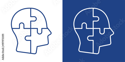 Human Psychology Blue And White Icon Style Collection