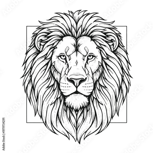Detailed illustration of a lion face.