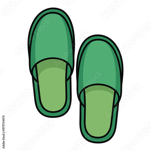Green slippers for indoor use  comfortable footwear  home shoes icon