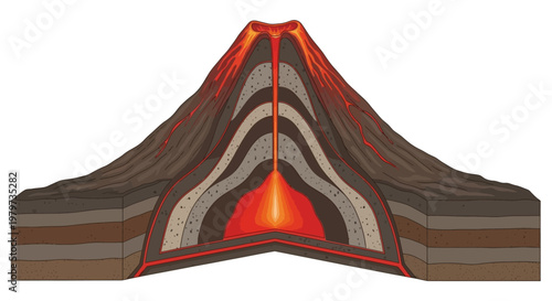 Volcano Cross Section Eruption Diagram.