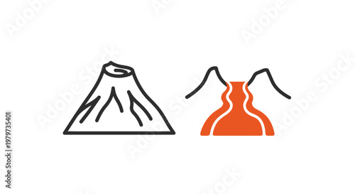 Volcano Eruption Orange Magma Icon.