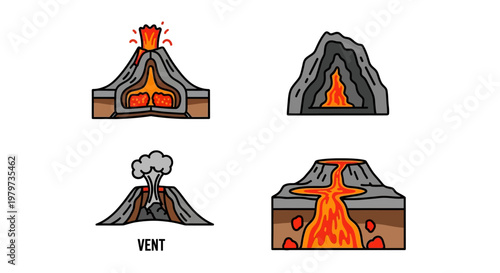 Volcanoes Erupting with Molten Lava.