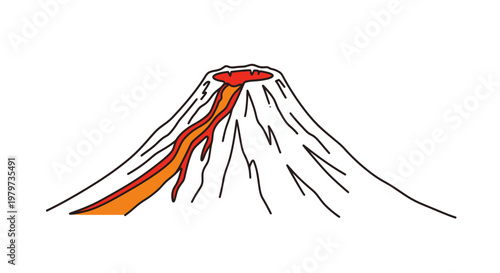 Erupting Volcano Mountain with Lava Flow.