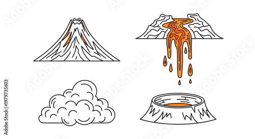 Volcano Erupting with Lava Flow.
