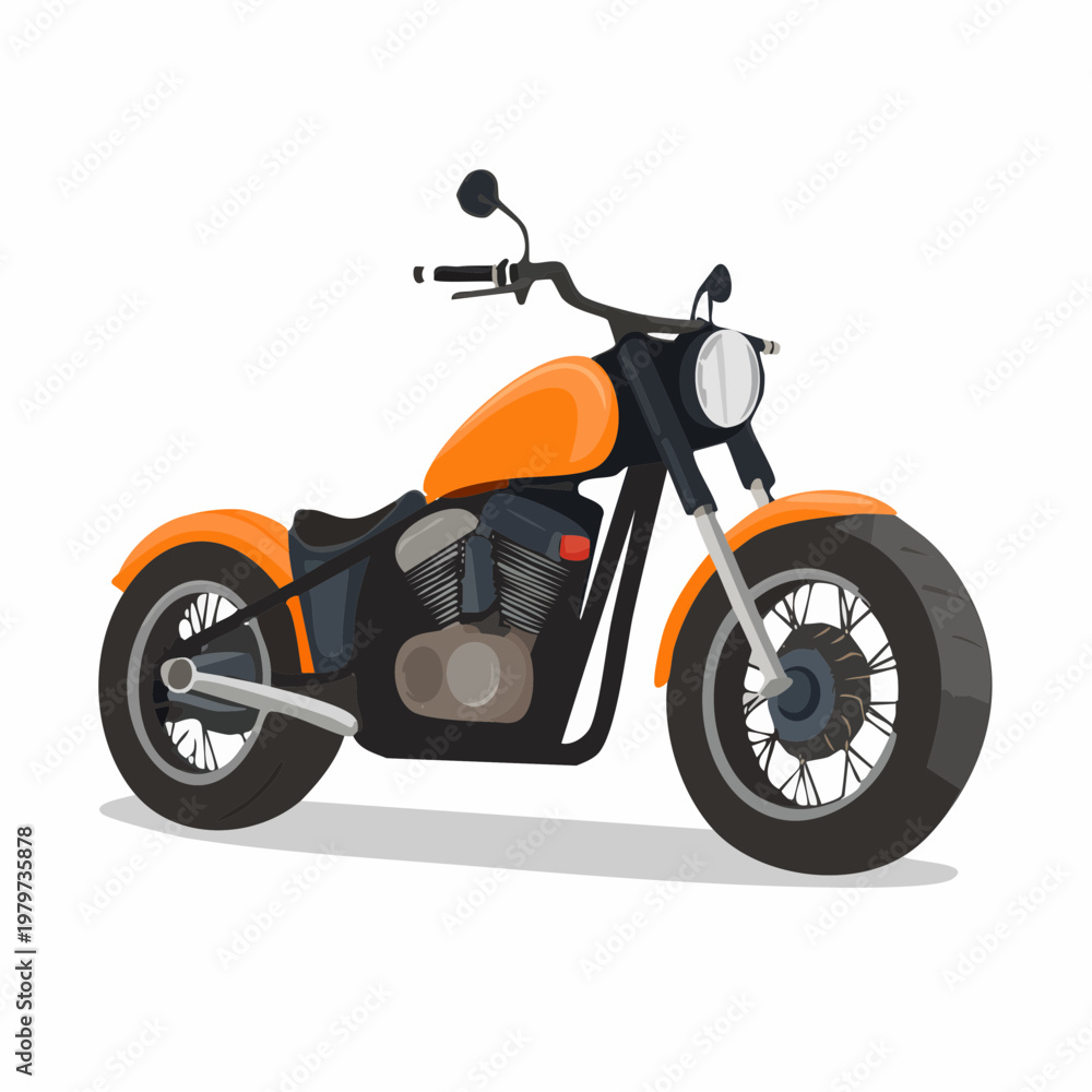 Fototapeta premium Orange cruiser motorcycle isolated on a white background vector illustration