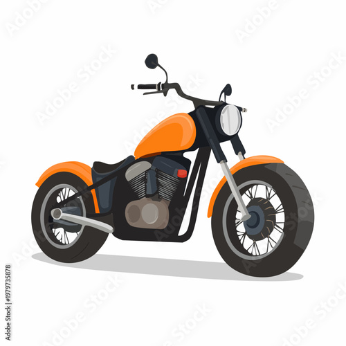 Orange cruiser motorcycle isolated on a white background vector illustration