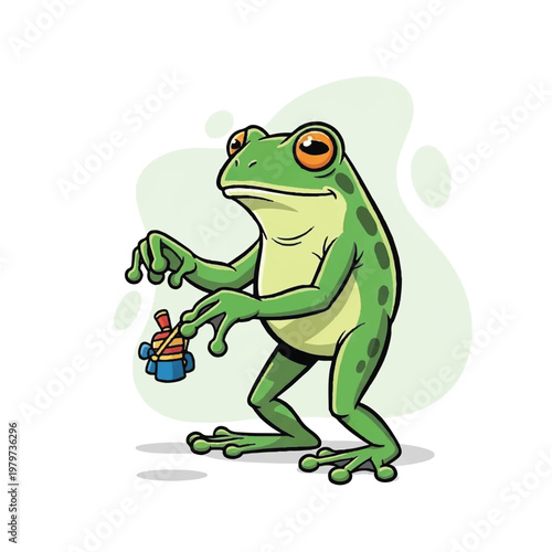 Green Frog Holding Ice Cream.