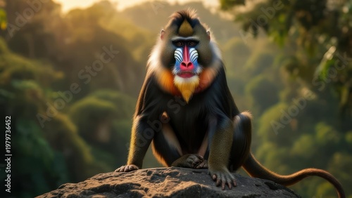 Mandrill primate in natural habitat