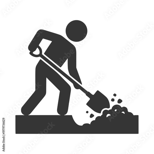 穴を掘る人物のシルエットアイコン