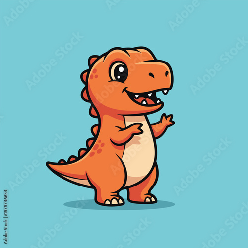 Cartoon dinosaur standing on ground.