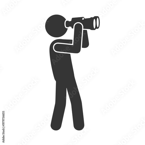 双眼鏡を覗く人物のシルエットアイコン